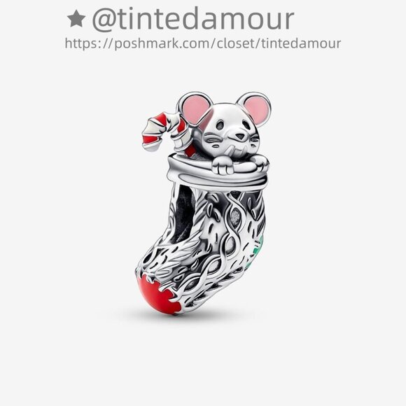 Pandora Festive Mouse & Stocking Charm|Pendant - Picture 1 of 2